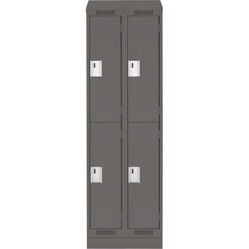 Casiers Clean Line, 2 niveaux, Bloc de 2, 24" x 18" x 82", Acier, Charbon, Rivet (assembl&eacute;) Distribution Industrielle GC