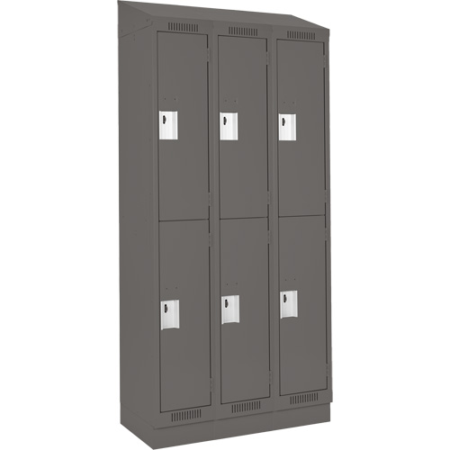 Casiers Clean Line, 2 niveaux, Bloc de 3, 36" x 18" x 82", Acier, Charbon, Rivet (assembl&eacute;) Distribution Industrielle GC