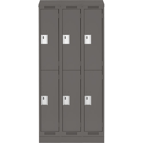 Casiers Clean Line, 2 niveaux, Bloc de 3, 36" x 18" x 82", Acier, Charbon, Rivet (assembl&eacute;) Distribution Industrielle GC