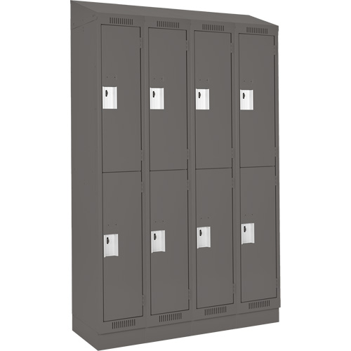 Casiers Clean Line, 2 niveaux, Bloc de 4, 48" x 18" x 82", Acier, Charbon, Rivet (assembl&eacute;) Distribution Industrielle GC