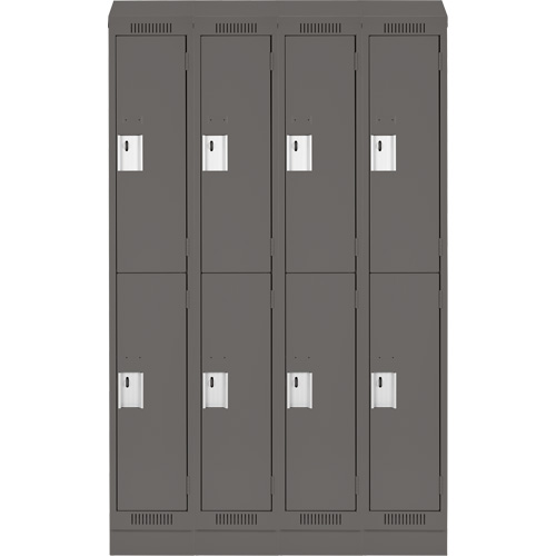 Casiers Clean Line, 2 niveaux, Bloc de 4, 48" x 18" x 82", Acier, Charbon, Rivet (assembl&eacute;) Distribution Industrielle GC