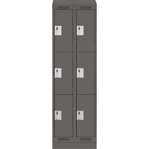 Casiers Clean Line, 3 niveaux, Bloc de 2, 24" x 18" x 82", Acier, Charbon, Rivet (assembl&eacute;) Distribution Industrielle GC