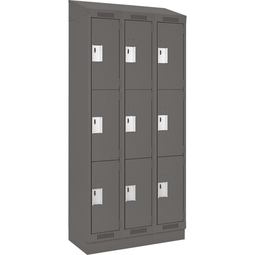 Casiers Clean Line, 3 niveaux, Bloc de 3, 36" x 18" x 82", Acier, Charbon, Rivet (assembl&eacute;) Distribution Industrielle GC