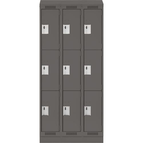 Casiers Clean Line, 3 niveaux, Bloc de 3, 36" x 18" x 82", Acier, Charbon, Rivet (assembl&eacute;) Distribution Industrielle GC