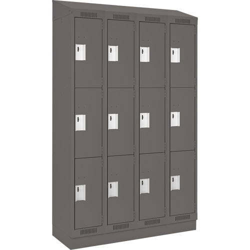Casiers Clean Line, 3 niveaux, Bloc de 4, 48" x 18" x 82", Acier, Charbon, Rivet (assembl&eacute;) Distribution Industrielle GC