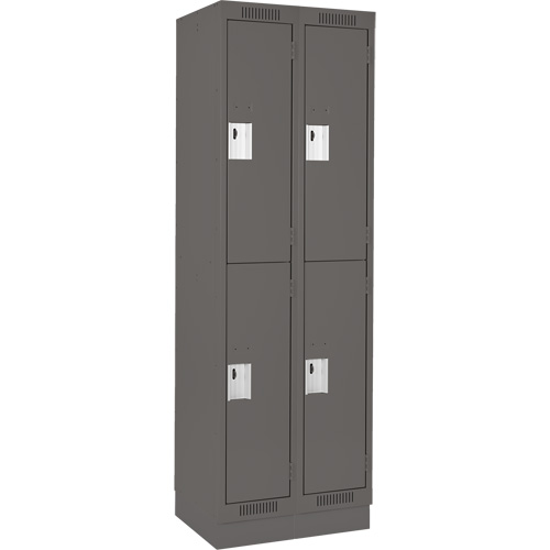 Clean Line Lockers, 2 -tier, Bank of 2, 24" x 18" x 76", Steel, Charcoal, Rivet (Assembled) Distribution Industrielle GC
