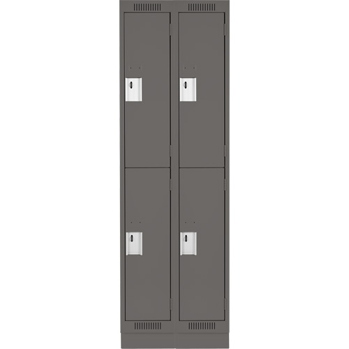 Clean Line Lockers, 2 -tier, Bank of 2, 24" x 18" x 76", Steel, Charcoal, Rivet (Assembled) Distribution Industrielle GC