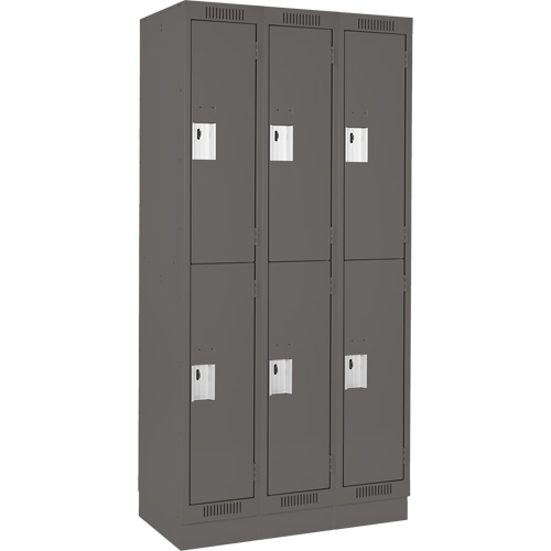 Clean Line Lockers, 2 -tier, Bank of 3, 36" x 18" x 76", Steel, Charcoal, Rivet (Assembled) Distribution Industrielle GC