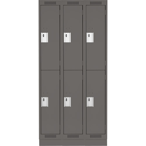 Clean Line Lockers, 2 -tier, Bank of 3, 36" x 18" x 76", Steel, Charcoal, Rivet (Assembled) Distribution Industrielle GC