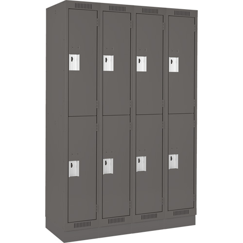 Casiers Clean Line, 2 niveaux, Bloc de 4, 48" x 18" x 76", Acier, Charbon, Rivet (assembl&eacute;) Distribution Industrielle GC