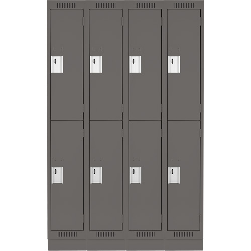 Casiers Clean Line, 2 niveaux, Bloc de 4, 48" x 18" x 76", Acier, Charbon, Rivet (assembl&eacute;) Distribution Industrielle GC