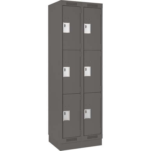 Casiers Clean Line, 3 niveaux, Bloc de 2, 24" x 18" x 76", Acier, Charbon, Rivet (assembl&eacute;) Distribution Industrielle GC