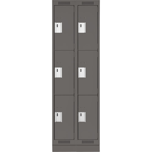 Casiers Clean Line, 3 niveaux, Bloc de 2, 24" x 18" x 76", Acier, Charbon, Rivet (assembl&eacute;) Distribution Industrielle GC