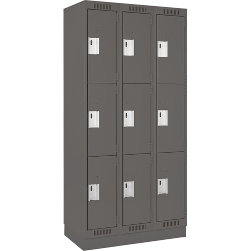 Casiers Clean Line, 3 niveaux, Bloc de 3, 36" x 18" x 76", Acier, Charbon, Rivet (assembl&eacute;) Distribution Industrielle GC