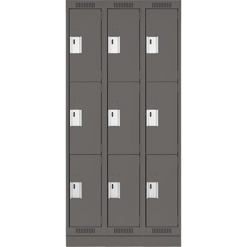 Casiers Clean Line, 3 niveaux, Bloc de 3, 36" x 18" x 76", Acier, Charbon, Rivet (assembl&eacute;) Distribution Industrielle GC