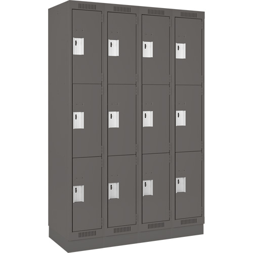 Casiers Clean Line, 3 niveaux, Bloc de 4, 48" x 18" x 76", Acier, Charbon, Rivet (assembl&eacute;) Distribution Industrielle GC