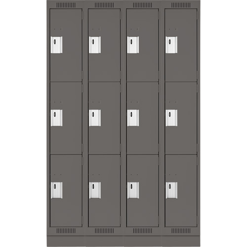 Casiers Clean Line, 3 niveaux, Bloc de 4, 48" x 18" x 76", Acier, Charbon, Rivet (assembl&eacute;) Distribution Industrielle GC