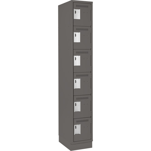 Clean Line Lockerette, 6 -tier, 12" x 18" x 76", Steel, Charcoal, Rivet (Assembled) Distribution Industrielle GC