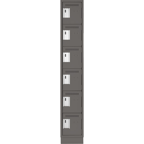 Clean Line Lockerette, 6 -tier, 12" x 18" x 76", Steel, Charcoal, Rivet (Assembled) Distribution Industrielle GC