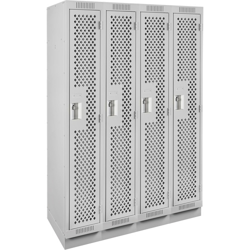 Clean Line Lockers, Bank of 4, 48" x 15" x 76", Steel, Grey, Rivet (Assembled), Perforated Distribution Industrielle GC