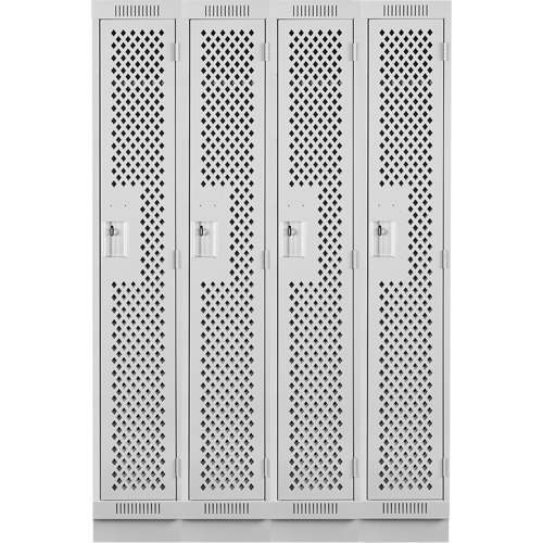 Clean Line Lockers, Bank of 4, 48" x 15" x 76", Steel, Grey, Rivet (Assembled), Perforated Distribution Industrielle GC