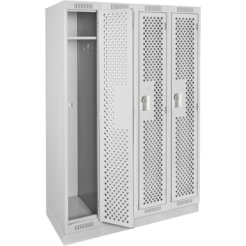 Clean Line Lockers, Bank of 4, 48" x 15" x 76", Steel, Grey, Rivet (Assembled), Perforated Distribution Industrielle GC