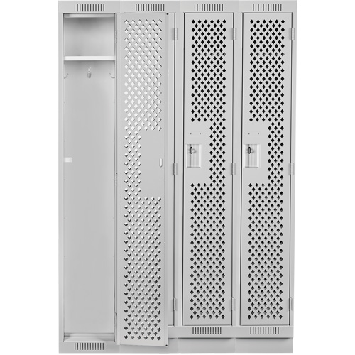 Clean Line Lockers, Bank of 4, 48" x 15" x 76", Steel, Grey, Rivet (Assembled), Perforated Distribution Industrielle GC