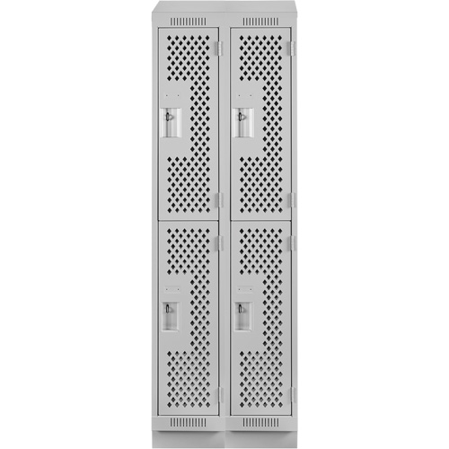 Casiers Clean Line, 2 niveaux, Bloc de 2, 24" x 18" x 82", Acier, Gris, Rivet (assembl&eacute;), Perfor&eacute; Distribution Industrielle GC