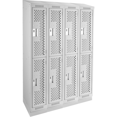Clean Line Lockers, 2 -tier, Bank of 4, 48" x 12" x 82", Steel, Grey, Rivet (Assembled), Perforated Distribution Industrielle GC