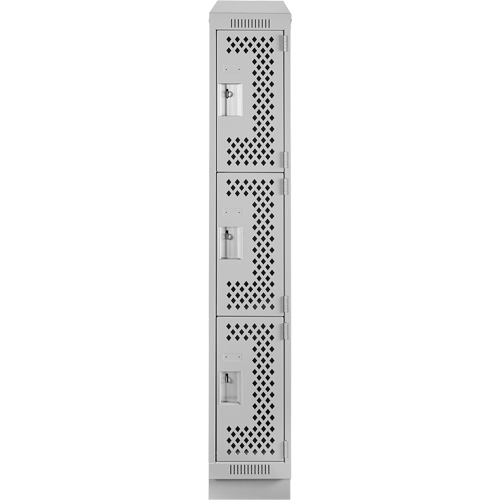 Clean Line Lockers, 3 -tier, 12" x 12" x 82", Steel, Grey, Rivet (Assembled), Perforated Distribution Industrielle GC