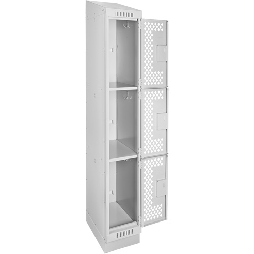 Clean Line Lockers, 3 -tier, 12" x 12" x 82", Steel, Grey, Rivet (Assembled), Perforated Distribution Industrielle GC