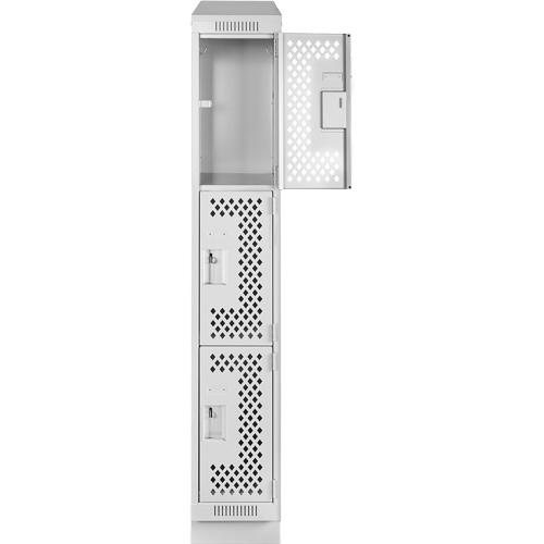 Clean Line Lockers, 3 -tier, 12" x 12" x 82", Steel, Grey, Rivet (Assembled), Perforated Distribution Industrielle GC