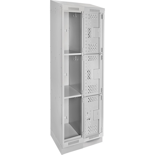 Clean Line Lockers, 3 -tier, Bank of 2, 24" x 12" x 82", Steel, Grey, Rivet (Assembled), Perforated Distribution Industrielle GC