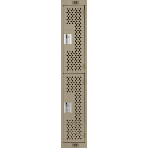 Clean Line Lockers, 2 -tier, 12" x 12" x 72", Steel, Beige, Rivet (Assembled), Perforated Distribution Industrielle GC