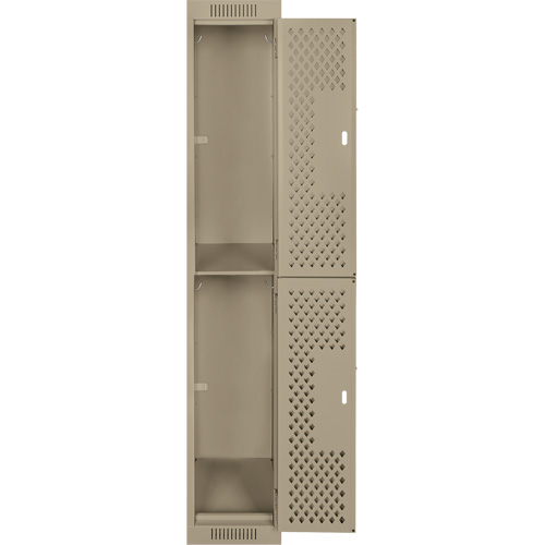 Clean Line Lockers, 2 -tier, 12" x 12" x 72", Steel, Beige, Rivet (Assembled), Perforated Distribution Industrielle GC