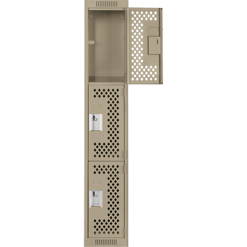 Clean Line Lockers, 3 -tier, 12" x 12" x 72", Steel, Beige, Rivet (Assembled), Perforated Distribution Industrielle GC
