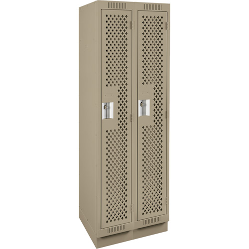 Clean Line Lockers, Bank of 2, 24" x 15" x 76", Steel, Beige, Rivet (Assembled), Perforated Distribution Industrielle GC