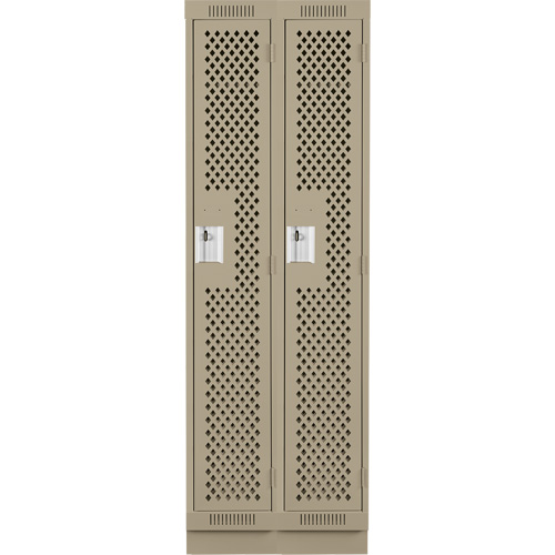 Clean Line Lockers, Bank of 2, 24" x 15" x 76", Steel, Beige, Rivet (Assembled), Perforated Distribution Industrielle GC