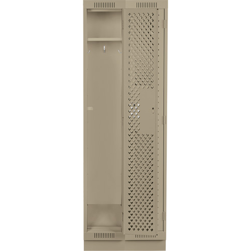 Clean Line Lockers, Bank of 2, 24" x 15" x 76", Steel, Beige, Rivet (Assembled), Perforated Distribution Industrielle GC