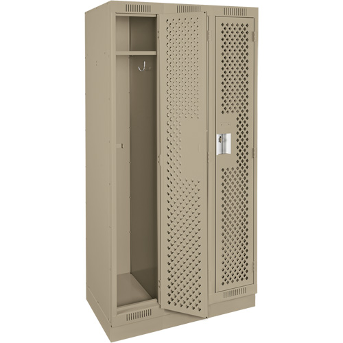 Clean Line Lockers, Bank of 3, 36" x 15" x 76", Steel, Beige, Rivet (Assembled), Perforated Distribution Industrielle GC