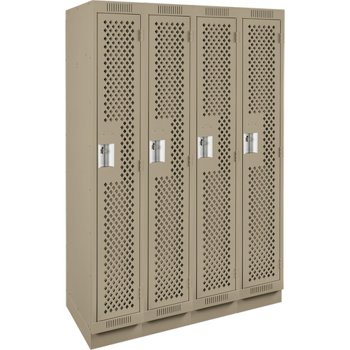 Clean Line Lockers, Bank of 4, 48" x 15" x 76", Steel, Beige, Rivet (Assembled), Perforated Distribution Industrielle GC