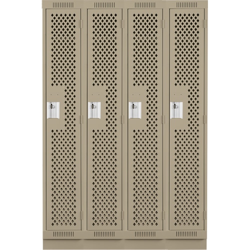 Clean Line Lockers, Bank of 4, 48" x 15" x 76", Steel, Beige, Rivet (Assembled), Perforated Distribution Industrielle GC