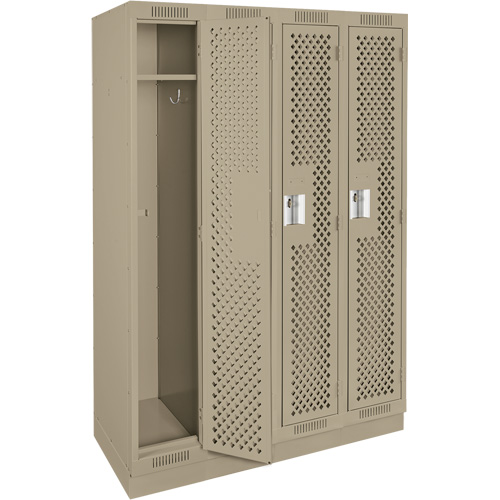 Clean Line Lockers, Bank of 4, 48" x 15" x 76", Steel, Beige, Rivet (Assembled), Perforated Distribution Industrielle GC