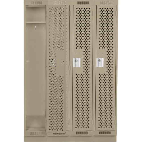 Clean Line Lockers, Bank of 4, 48" x 15" x 76", Steel, Beige, Rivet (Assembled), Perforated Distribution Industrielle GC