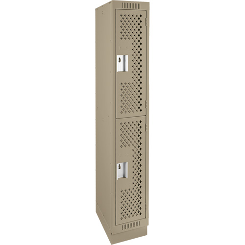 Clean Line Lockers, 2 -tier, 12" x 12" x 76", Steel, Beige, Rivet (Assembled), Perforated Distribution Industrielle GC