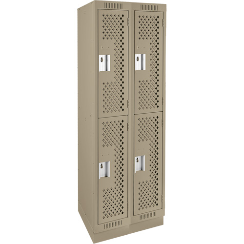 Casiers Clean Line, 2 niveaux, Bloc de 2, 24" x 12" x 76", Acier, Beige, Rivet (assembl&eacute;), Perfor&eacute; Distribution Industrielle GC