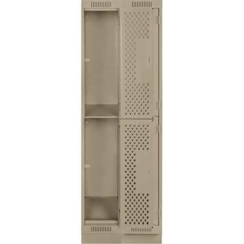 Casiers Clean Line, 2 niveaux, Bloc de 2, 24" x 12" x 76", Acier, Beige, Rivet (assembl&eacute;), Perfor&eacute; Distribution Industrielle GC