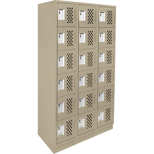 Assembled Lockerettes Clean Line Perforated Economy Lockers, 6 -tier, Bank of 3, 18" x 72" x 12", Steel Distribution Industrielle GC