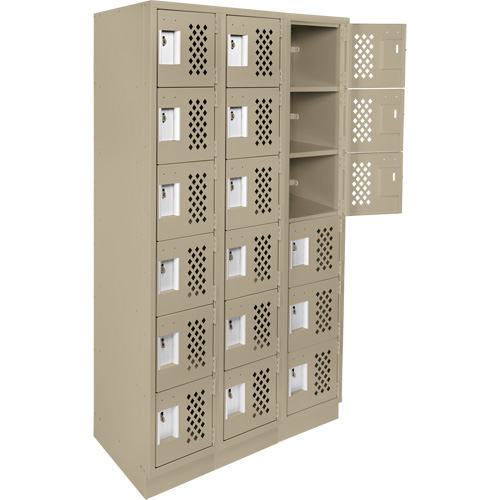 Assembled Lockerettes Clean Line Perforated Economy Lockers, 6 -tier, Bank of 3, 18" x 72" x 12", Steel Distribution Industrielle GC