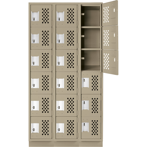Assembled Lockerettes Clean Line Perforated Economy Lockers, 6 -tier, Bank of 3, 18" x 72" x 12", Steel Distribution Industrielle GC